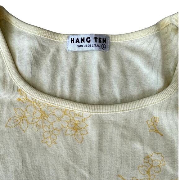 Vintage Hang Ten Beach Surf T-Shirt, Yellow Floral, Women's Size LARGE - Picture 2 of 5